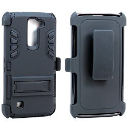 LG Tribute 5 K7 Hard Shield Holster Combo Belt Clip Case (Black)